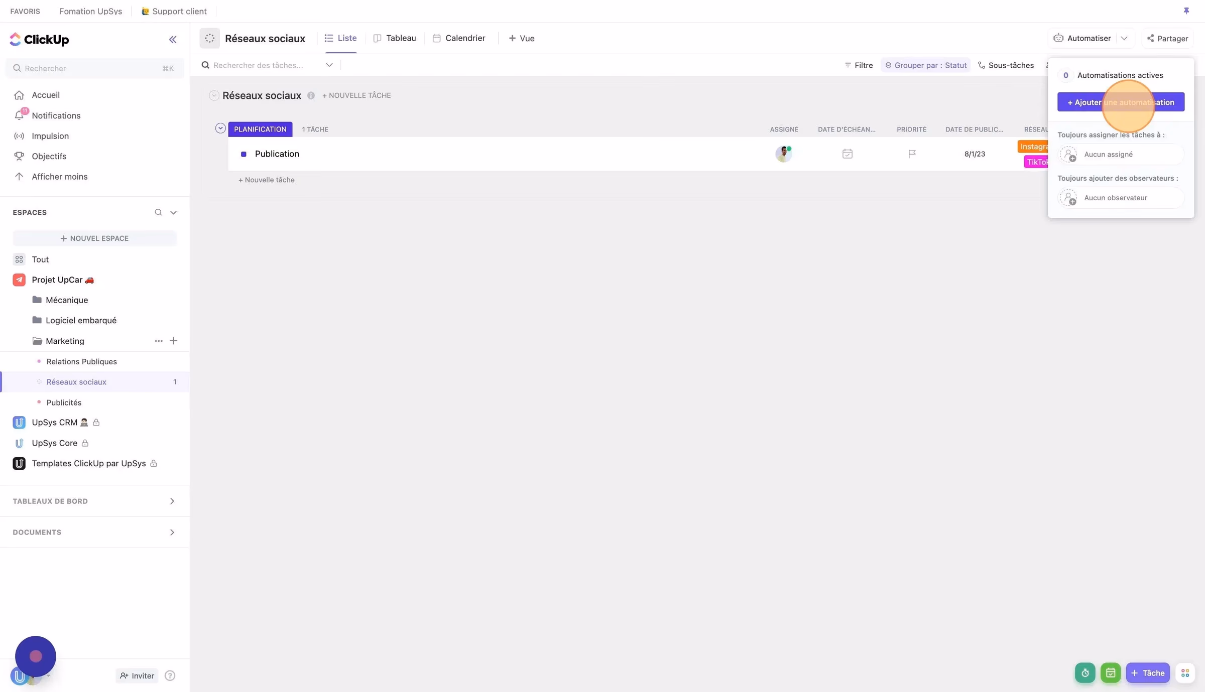 Create ClickUp social media automation Create ClickUp social media automation
